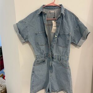 Zara Sky Blue Denim Jumpsuit